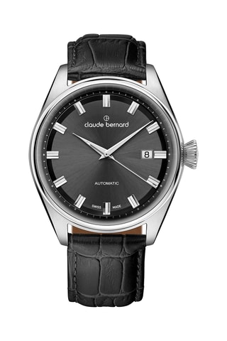 Montre automatique en cuir Proud Heritage - Noir et argenté