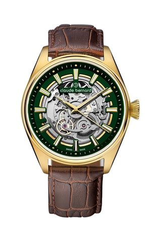 Montre automatique en cuir Proud Heritage - Marron et doré