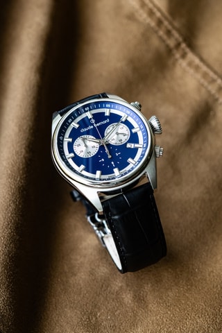 Montre à quartz en cuir Proud Heritage - Chronographe - Bleu foncé et argenté