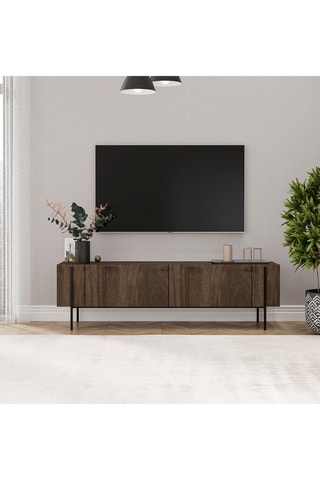 Meuble TV 2 abattants Herman - Imitation noyer