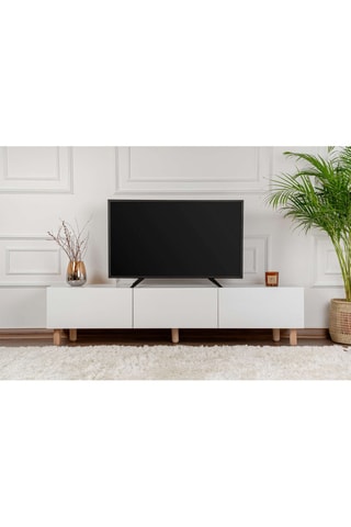 Meuble 3 abattants TV Alvin - Blanc