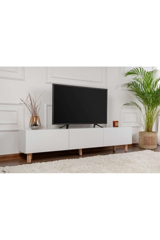 Meuble 3 abattants TV Alvin - Blanc