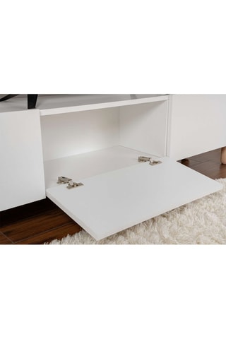 Meuble 3 abattants TV Alvin - Blanc