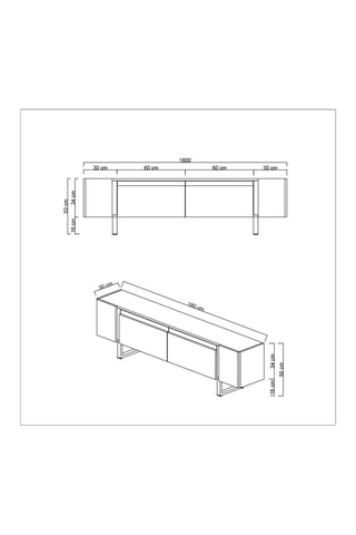 Meuble TV 2 abattants Yildiz - 180 x 50 x 30 cm