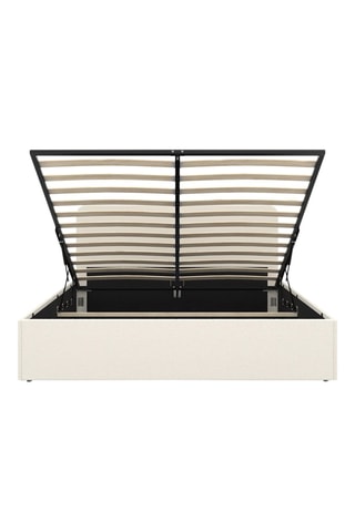 Lit coffre Louise en bouclette avec sommier et tête de lit arrondie 160x200cm