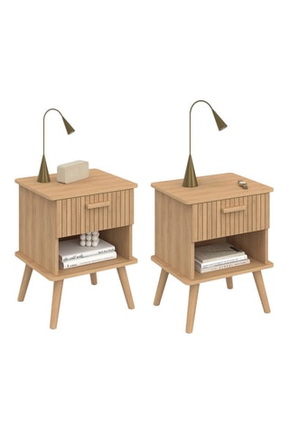 Tables de chevet Albane avec 1 tiroir et 1 niche - lot de 2