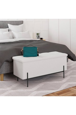 Banc-coffre Loan - 100 x 37 x 45 cm - Tissu bouclette