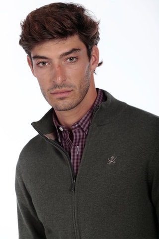 Casaco de malha - Verde-escuro