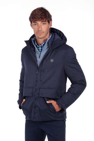 Parca com capuz - Azul-marinho