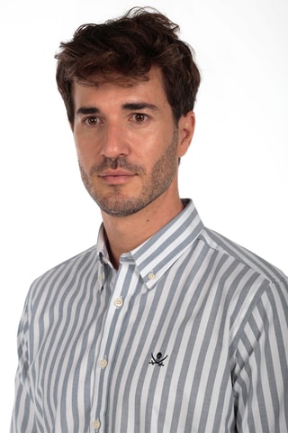 Camisa - Azul-acinzentado e branco