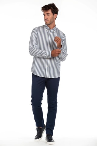 Camisa - Azul-acinzentado e branco