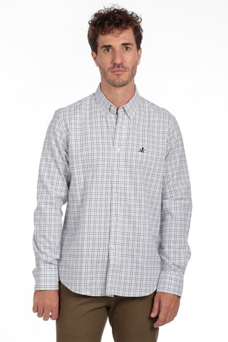 Camisa - Branco, cinzento e azul