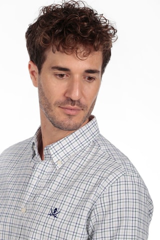 Camisa - Branco, cinzento e azul