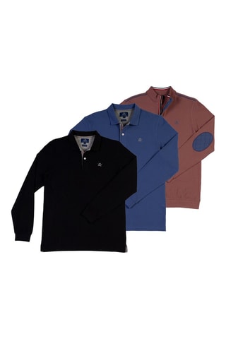 3 polos - Preto, azul e castanho