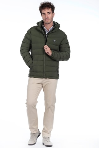 Blusão com capuz - Verde-caqui