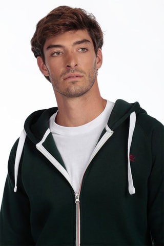 Sweat com capuz - Verde-escuro