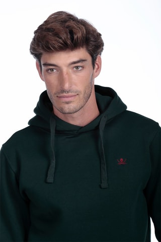 Sweat com capuz - Verde-escuro