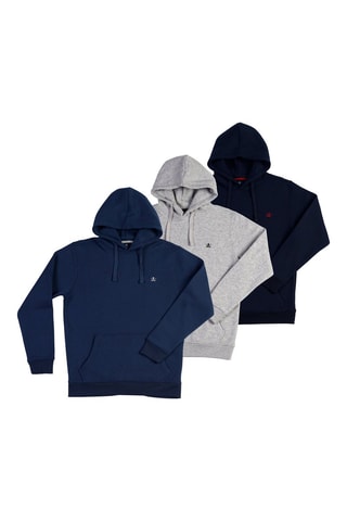 3 sweats com capuz - Azul-marinho, cinzento-claro e azul-escuro