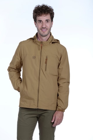 Corta-vento regular com capuz - Bege