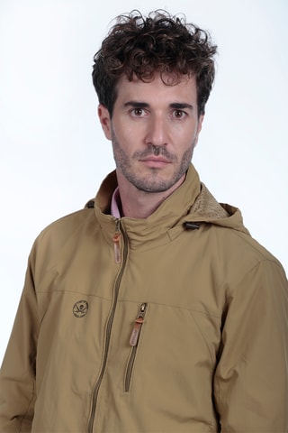 Corta-vento regular com capuz - Bege