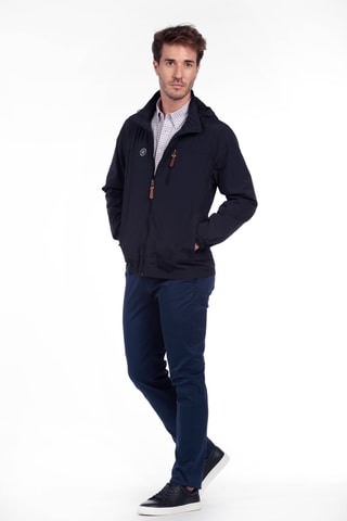 Corta-vento regular com capuz - Azul-marinho