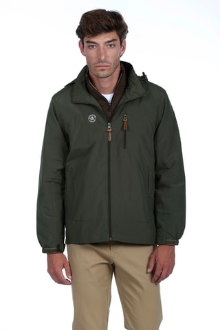 Corta-vento regular com capuz - Verde