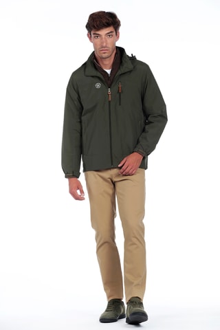 Corta-vento regular com capuz - Verde