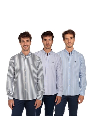 3 camisas regular - Azul e branco
