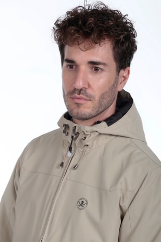 Corta-vento regular com capuz - Bege