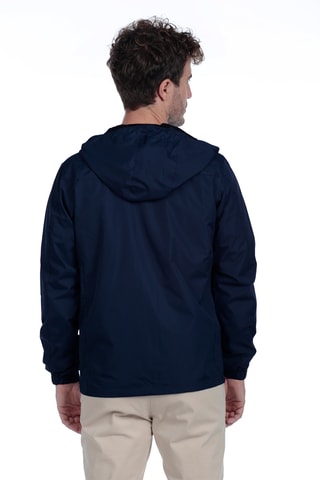Corta-vento regular com capuz - Azul-marinho