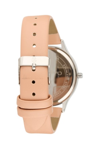 Kunstleren Quartz Horloge Roze en Zilverkleurig