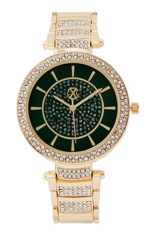 Legering Quartz Horloge Goudkleurig en Donkergroen