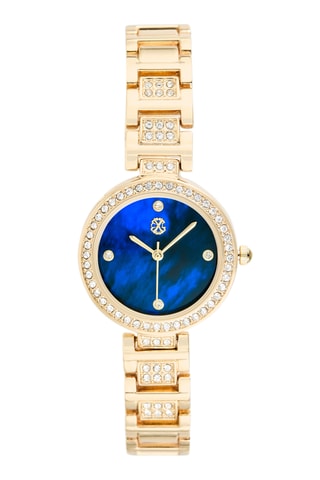 Metalen Quartz Horloge - Goudkleurig en Blauw