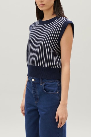 Camisola sem mangas de lã - Azul-marinho