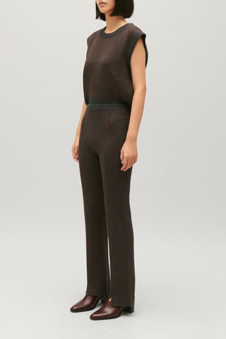 Calças de lã com cintura subida - Cinzento