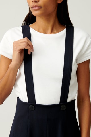 Calças de lã com cintura subida - Azul-marinho