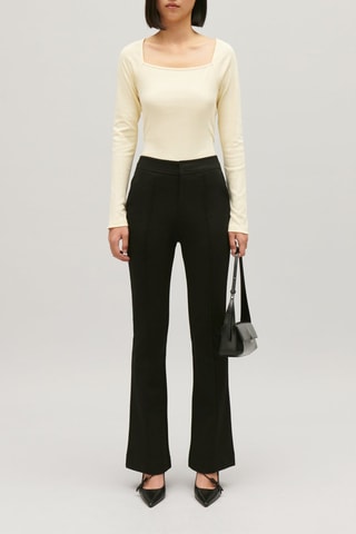 Calças de cintura subida - Preto