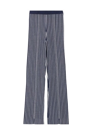 Calças de lã com cintura subida - Azul-marinho