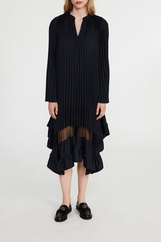 Vestido plissado - Azul-marinho