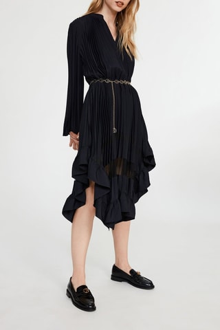 Vestido plissado - Azul-marinho