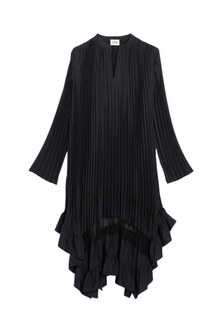 Vestido plissado - Azul-marinho