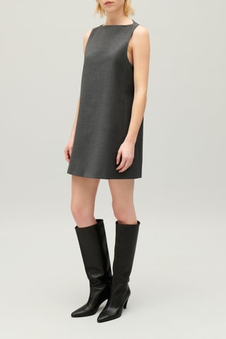 Vestido trapézio de lã - Cinzento