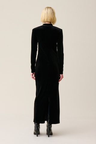 Vestido direito em veludo - Preto