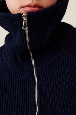 Vestido-camisola em lã - Azul-marinho mesclado