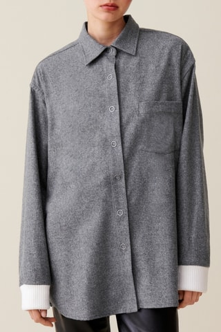 Sobrecamisa de lã - Cinzento-escuro mesclado