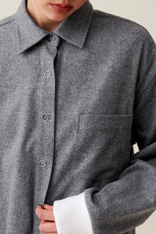 Sobrecamisa de lã - Cinzento-escuro mesclado