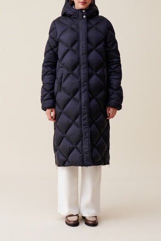 Blusão comprido com capuz - Azul-marinho