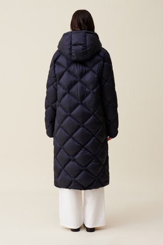 Blusão comprido com capuz - Azul-marinho