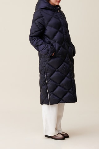 Blusão comprido com capuz - Azul-marinho