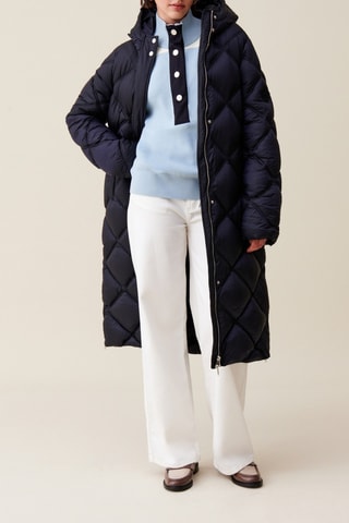 Blusão comprido com capuz - Azul-marinho